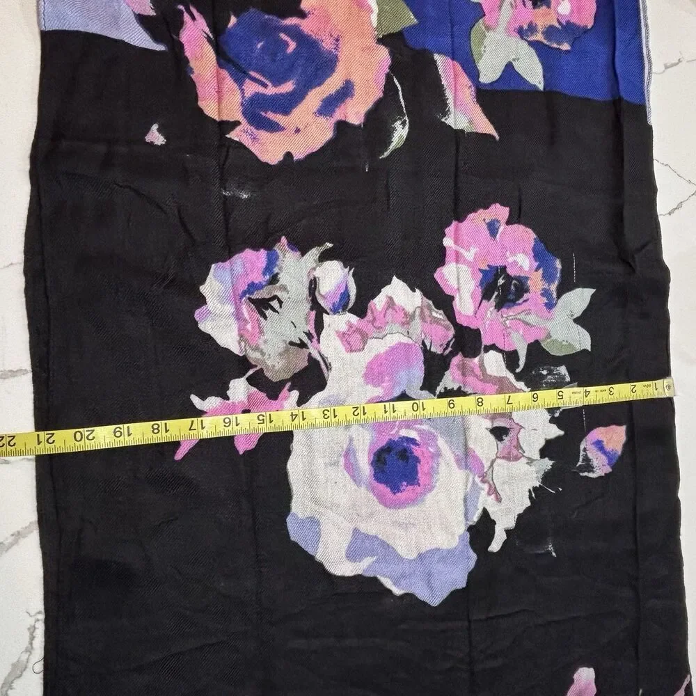 Liz Claiborne Women’s Rayon Floral Neck Scarf Blue Pink Black Head Blanket OSFM